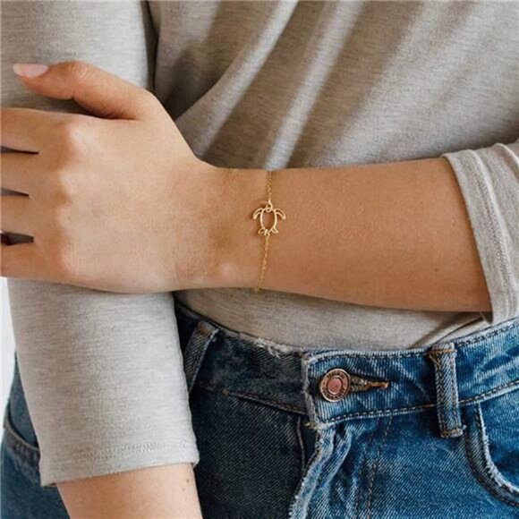 Bracelet 14K Gold Plated Dainty Chain Simple Jewelry Cute Handmade Minimalist - Picture 9 of 14